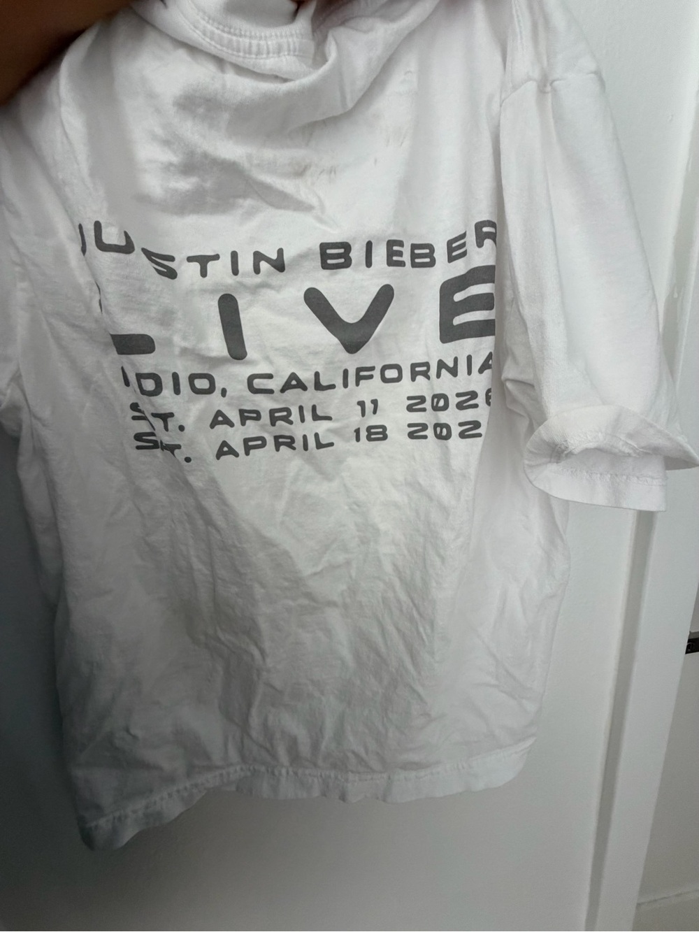 Justin Bieber White LIVE Graphic Short Sleeve Tee
